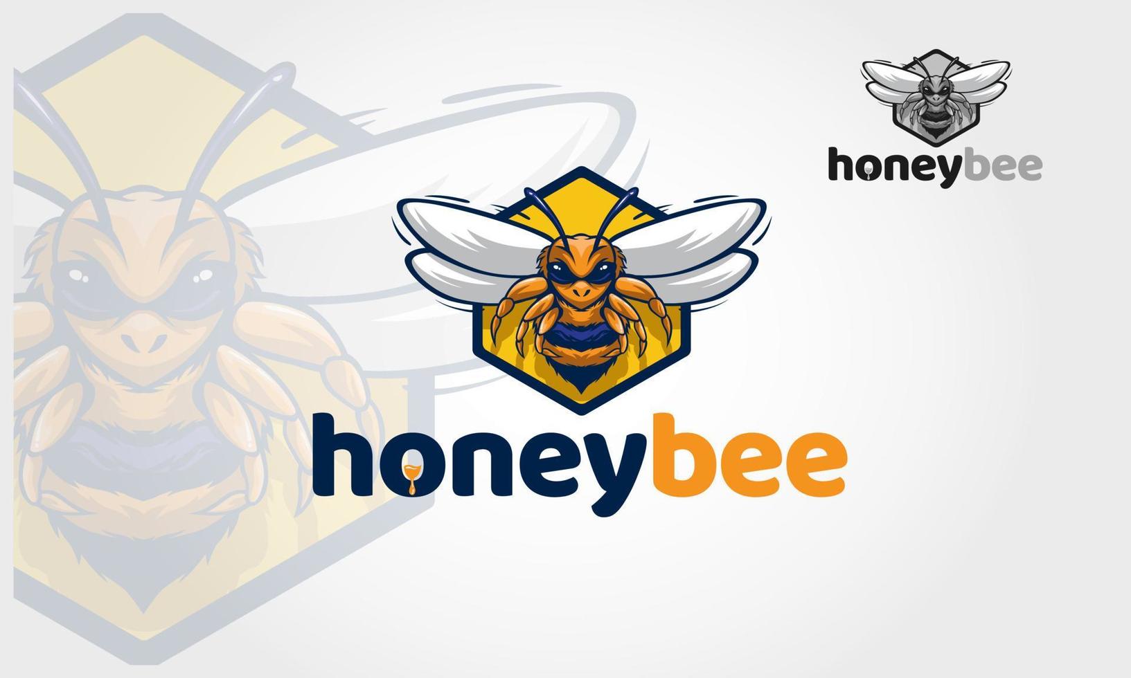 miele ape vettore logo mascotte. arrabbiato ape esport portafortuna logo è logo per squadra o personale.