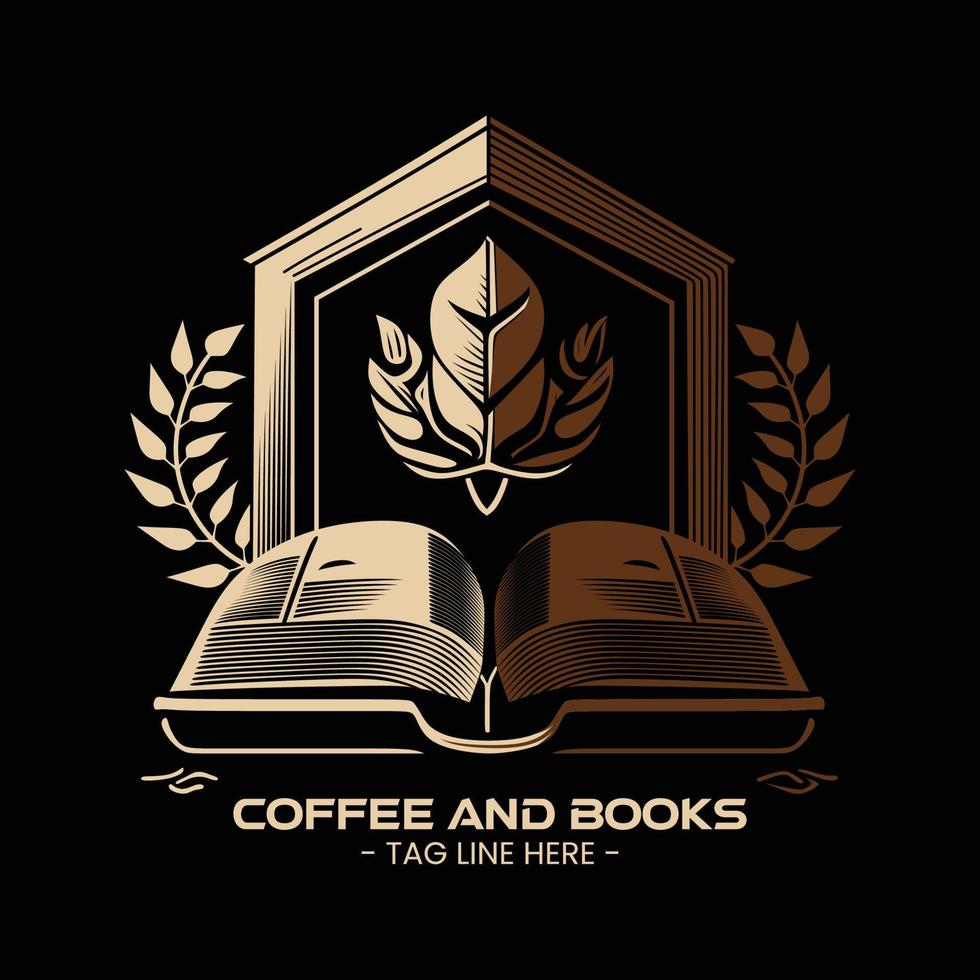 caffè e libro lusso arte Vintage ▾ logo vettore