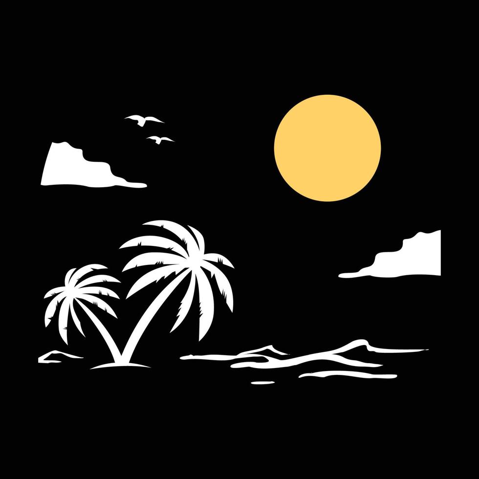 silhouette spiaggia notte estate vettore