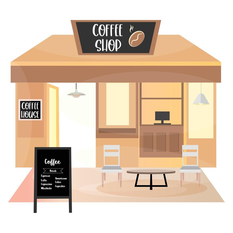 moderno caffè negozio con mobilia vettore illustrazione