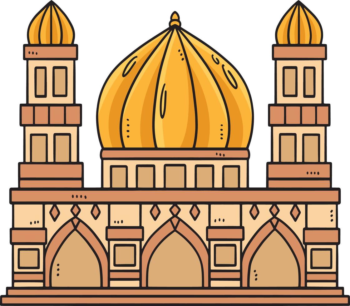 Ramadan moschea cartone animato colorato clipart vettore