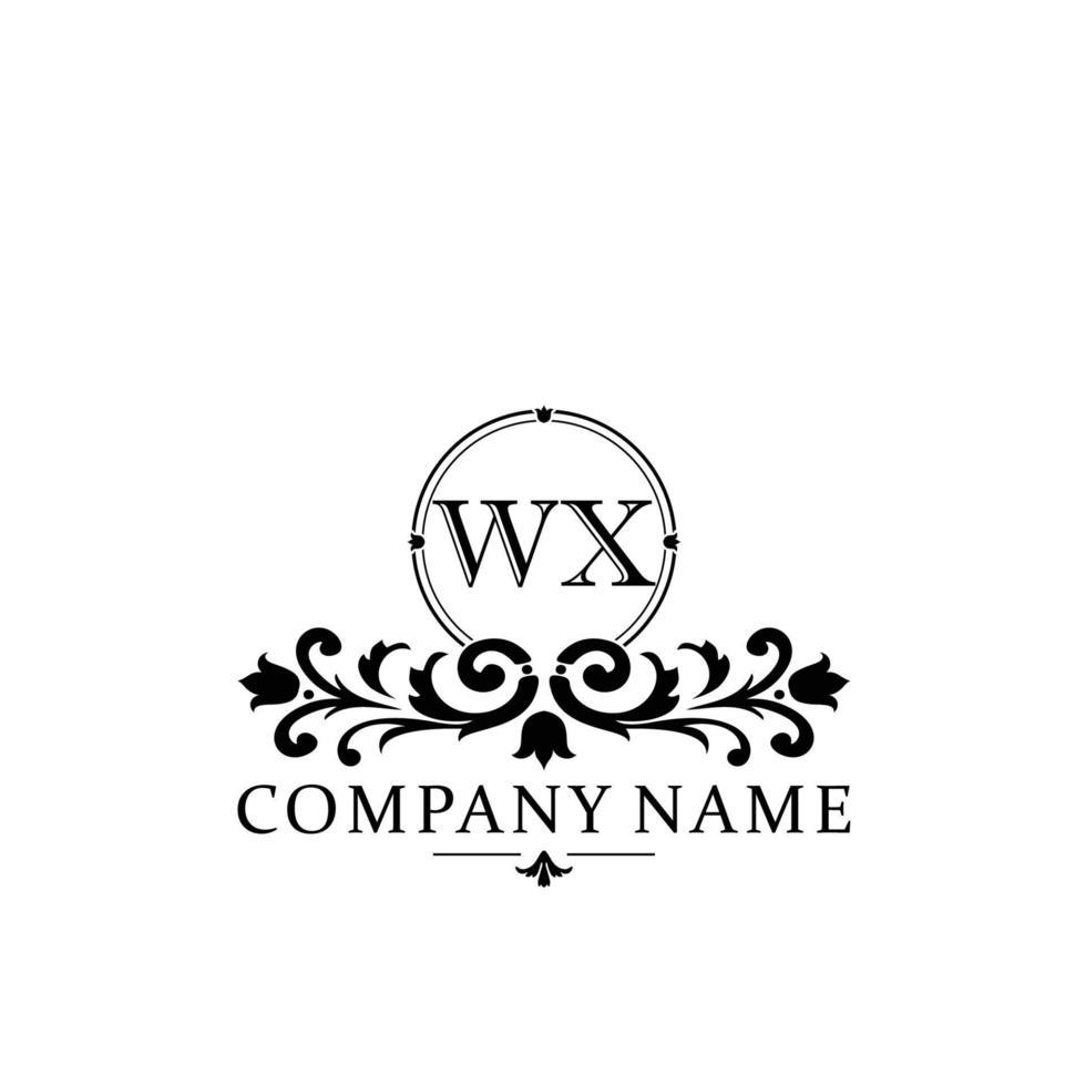 lettera wx floreale logo design. logo per donne bellezza salone massaggio cosmetico o terme marca vettore