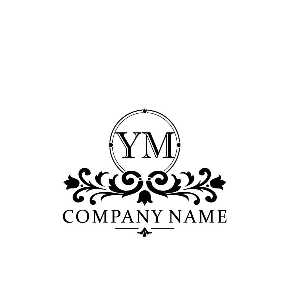 lettera ym floreale logo design. logo per donne bellezza salone massaggio cosmetico o terme marca vettore