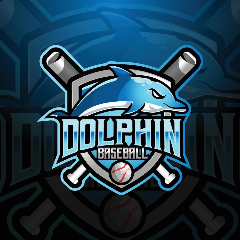 delfino portafortuna baseball squadra logo design vettore con moderno illustrazione concetto stile per distintivo, emblema e maglietta stampa. moderno delfino scudo logo illustrazione per sport, giocatore, stella filante