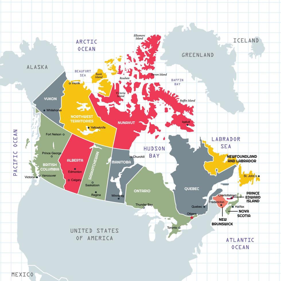 nazione carta geografica di Canada vettore
