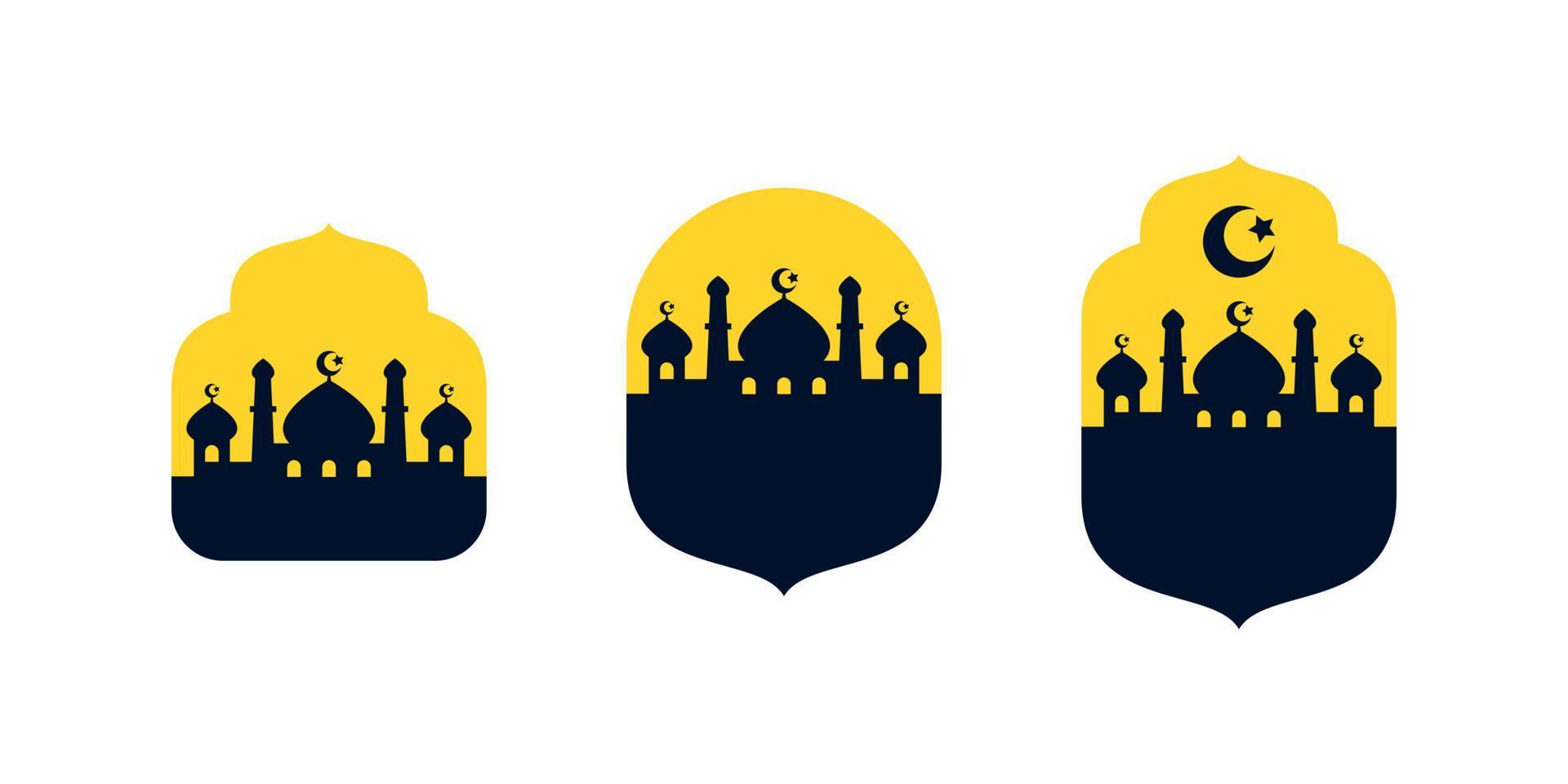 tre silhouette di un' moschea per saluto carta Ramadan evento. islamico tema vettore illustrazione.