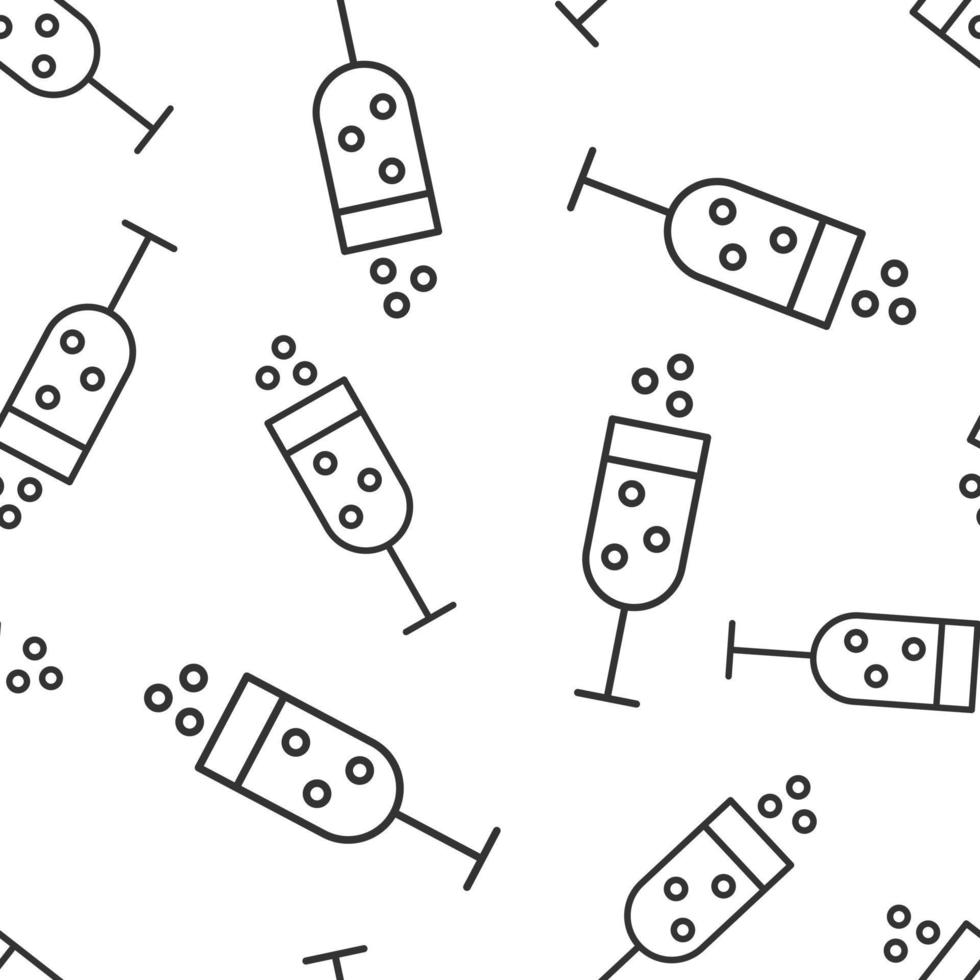 Champagne bicchiere icona senza soluzione di continuità modello sfondo. alcool bevanda vettore illustrazione su bianca isolato sfondo. cocktail attività commerciale concetto.