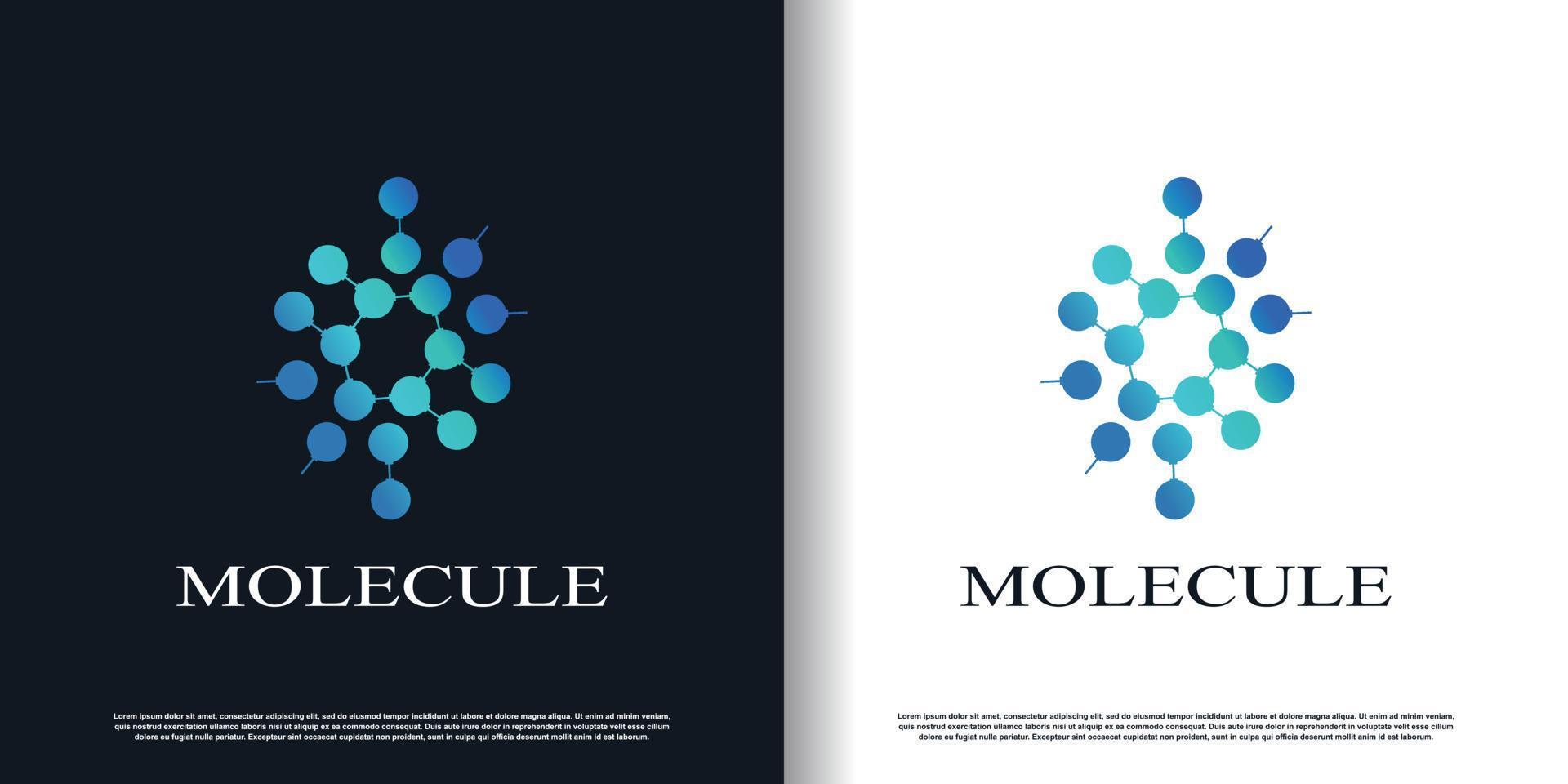 molecola logo design con creativo concetto premio vettore