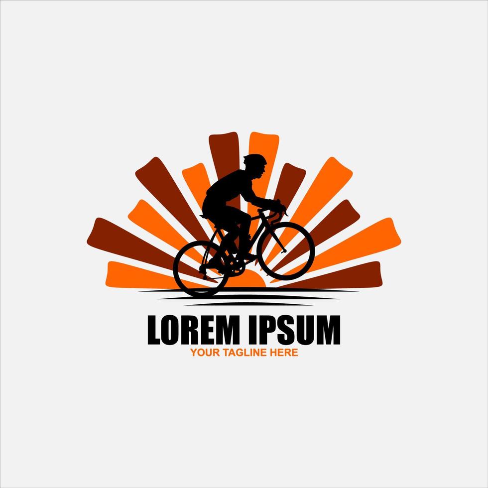 illustrazione del ciclista del modello di logo della mountain bike in discesa vettore