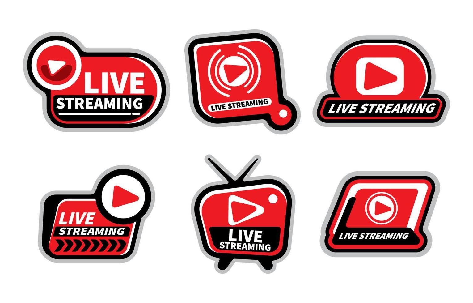 impostato di vivere streaming badge vettore