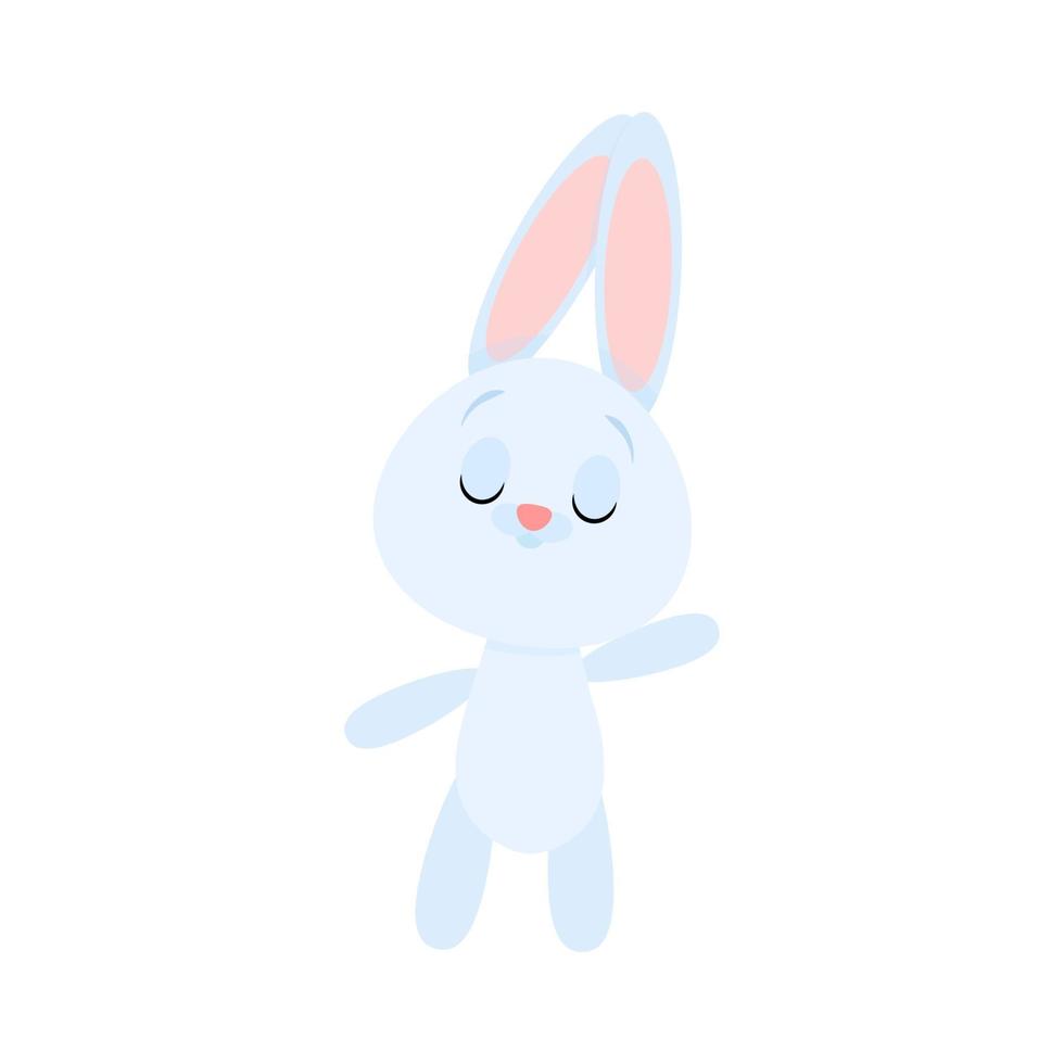 carino blu Pasqua coniglietto con lungo orecchie e chiuso occhi vettore