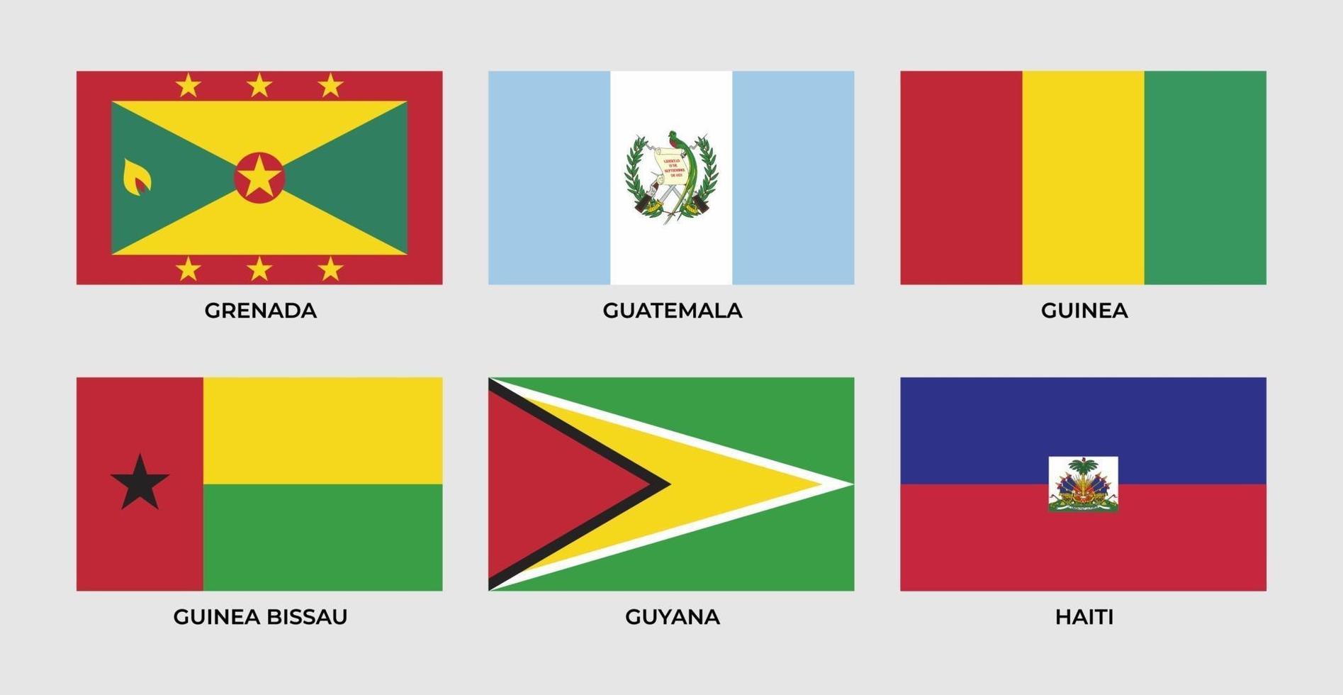 bandiera di grenada, guatemala, guinea, guinea bissau, guyana, haiti, vettore