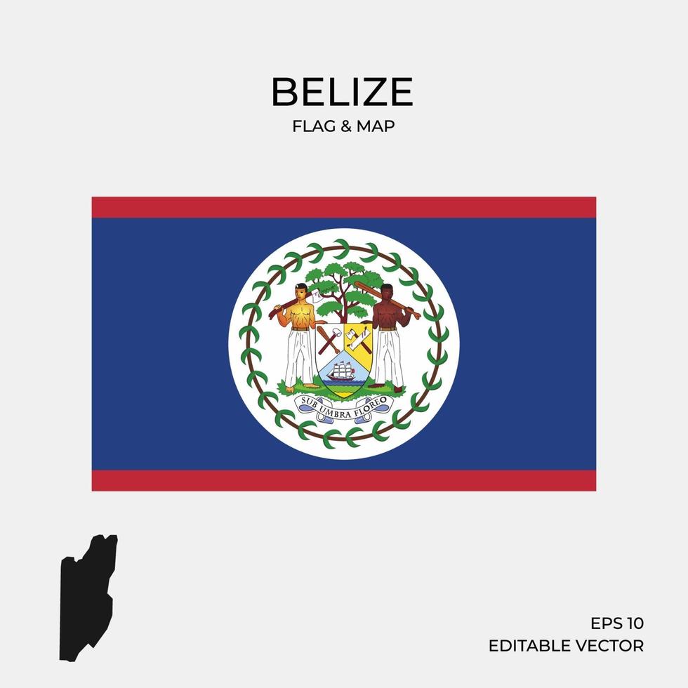 mappa e bandiera del belize vettore