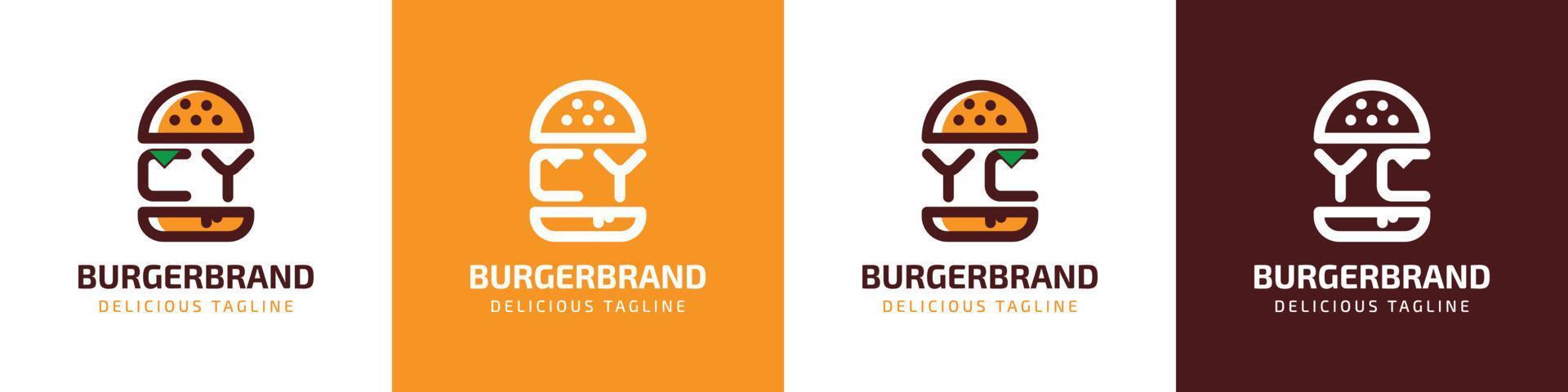 lettera cy e yc hamburger logo, adatto per qualunque attività commerciale relazionato per hamburger con cy o yc iniziali. vettore