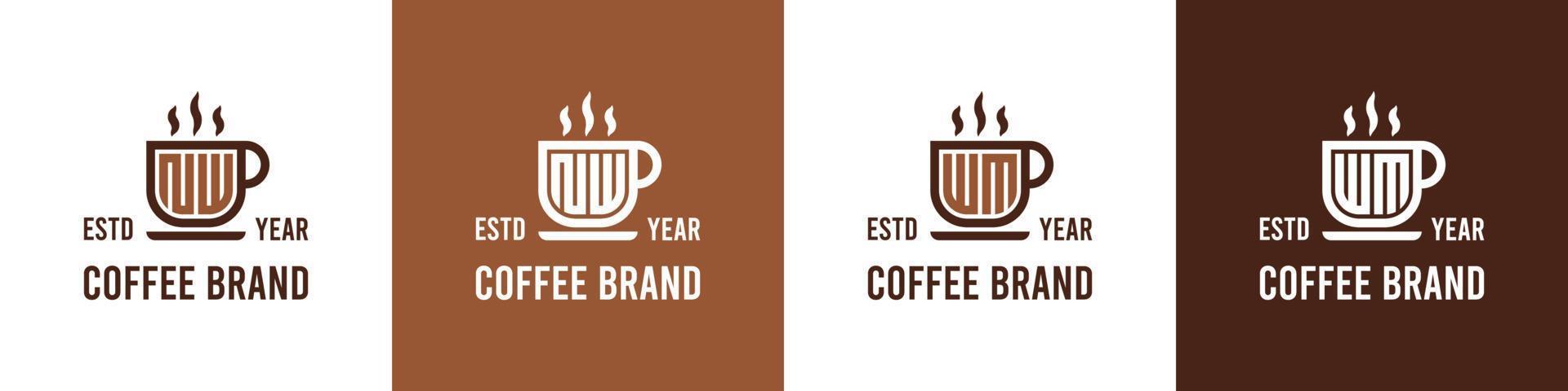 lettera ora e wn caffè logo, adatto per qualunque attività commerciale relazionato per caffè, Tè, o altro con ora o wn iniziali. vettore