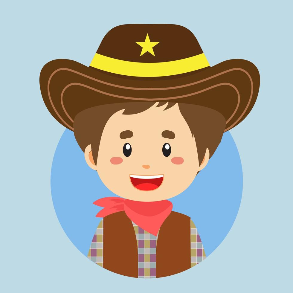 avatar di un' americano cowboy personaggio vettore