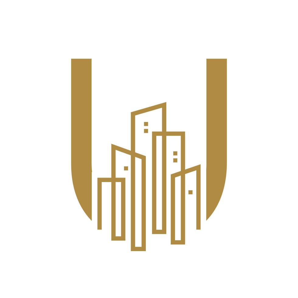 iniziale u oro città logo vettore