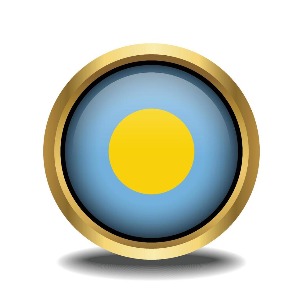 palau bandiera cerchio forma pulsante bicchiere nel telaio d'oro vettore