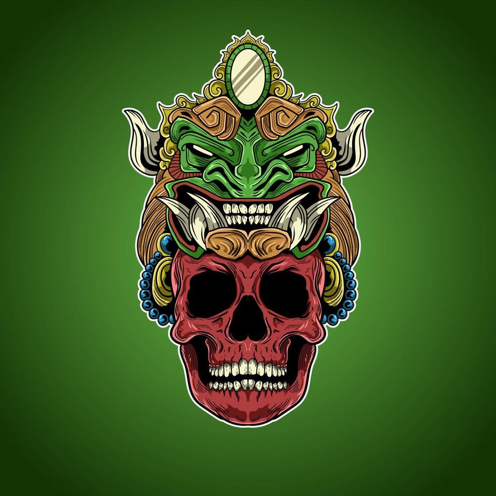 rosso cranio totem messicano azteco vettore illustrazione opera d'arte