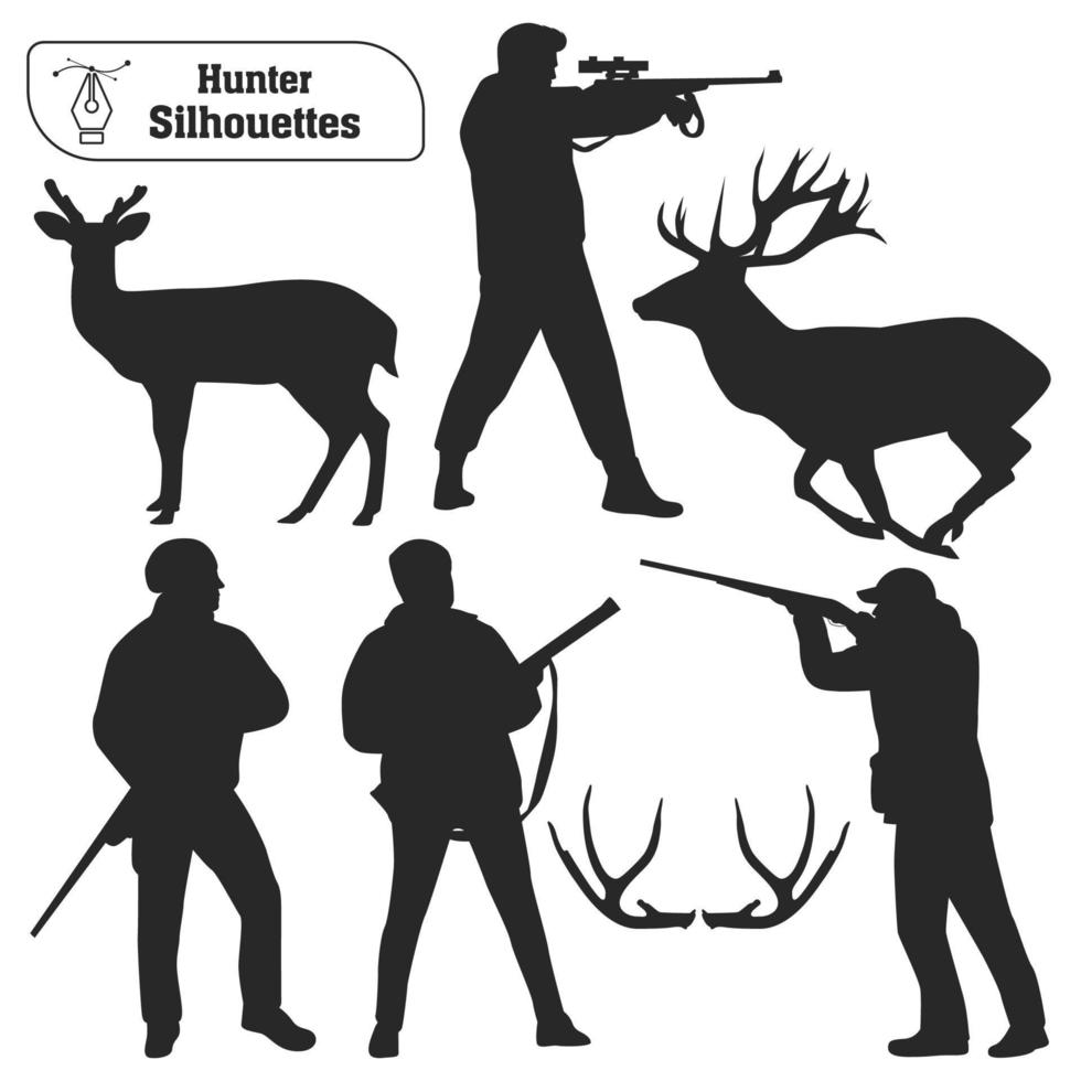 vettore collezione di cacciatore foresta animale silhouette