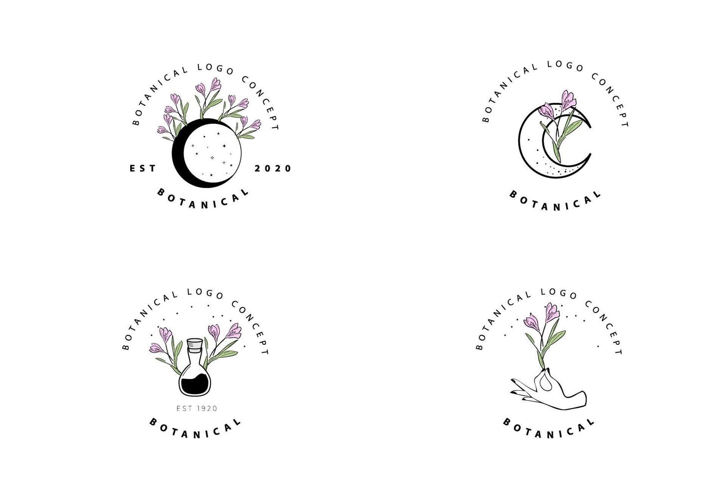 astratto minimal moderno femminile botanico floreale organico logo design vettore
