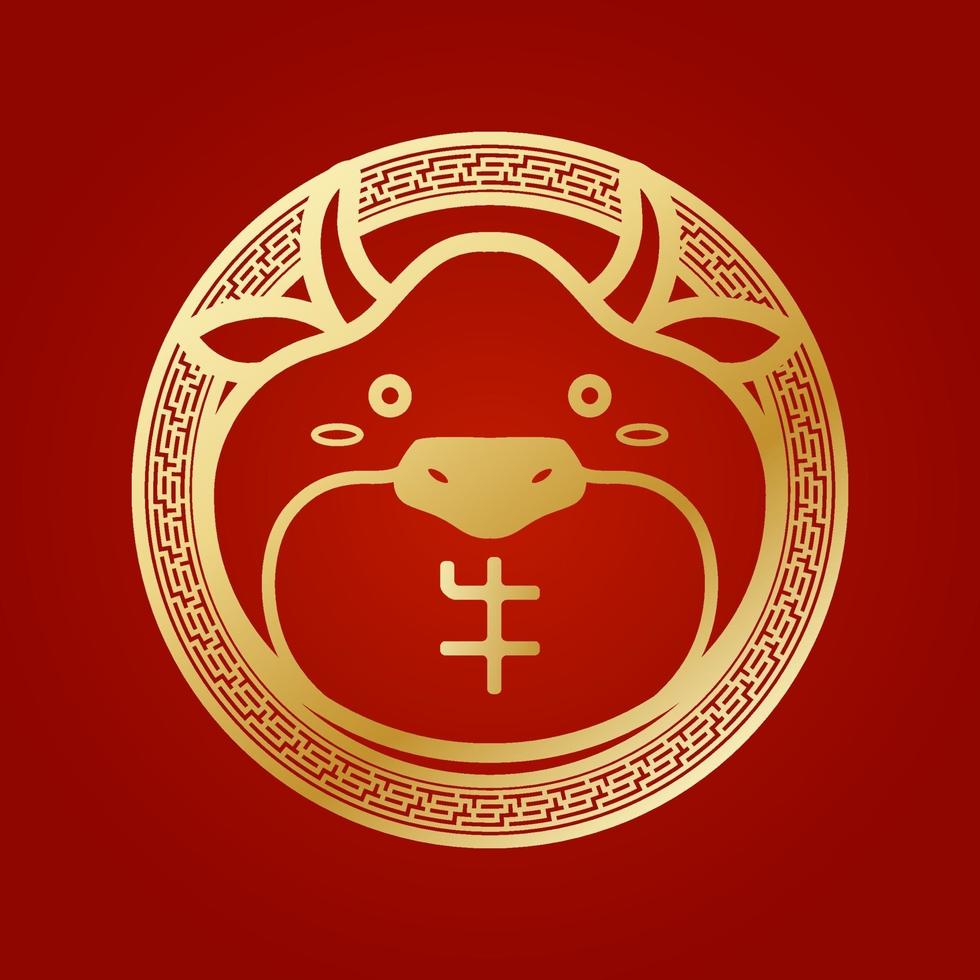 simpatica forma o simbolo di toro dorato secondo lo zodiaco cinese. vettore