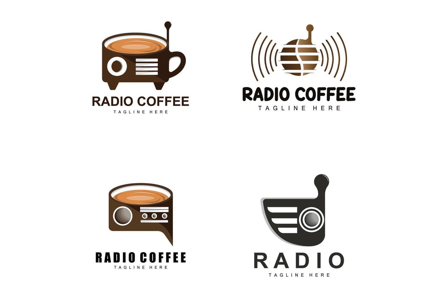 caffè Radio logo, Podcast Radio disegno, caffè icona, caffè bar logo Prodotto marca vettore