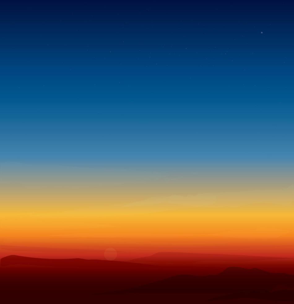 illustrazione di vettore del fondo del paesaggio della montagna di tramonto