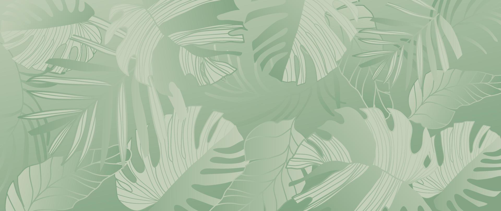tropicale le foglie sfondo sfondo vettore. naturale giungla Monstera e palma foglie, fogliame modello design nel minimalista pallido verde colore stile. design per tessuto, Stampa, coperchio, striscione, decorazione. vettore