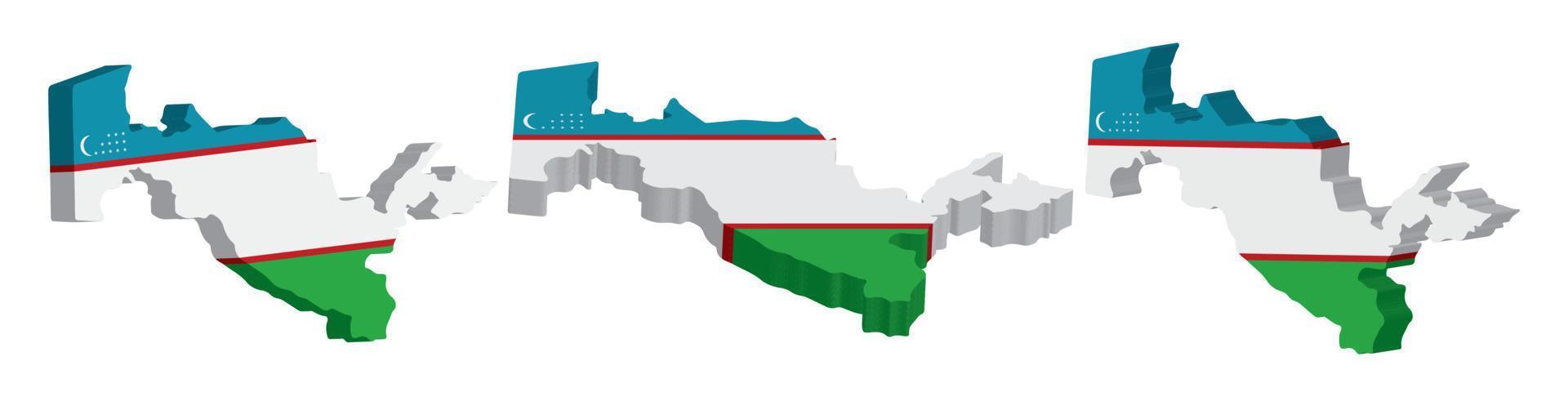 realistico 3d carta geografica di Uzbekistan vettore design modello