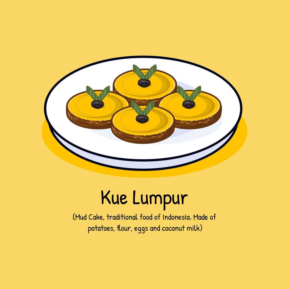 kue Lumpur indonesiano tradizionale dolce torta fatto a partire dal zucche vettore