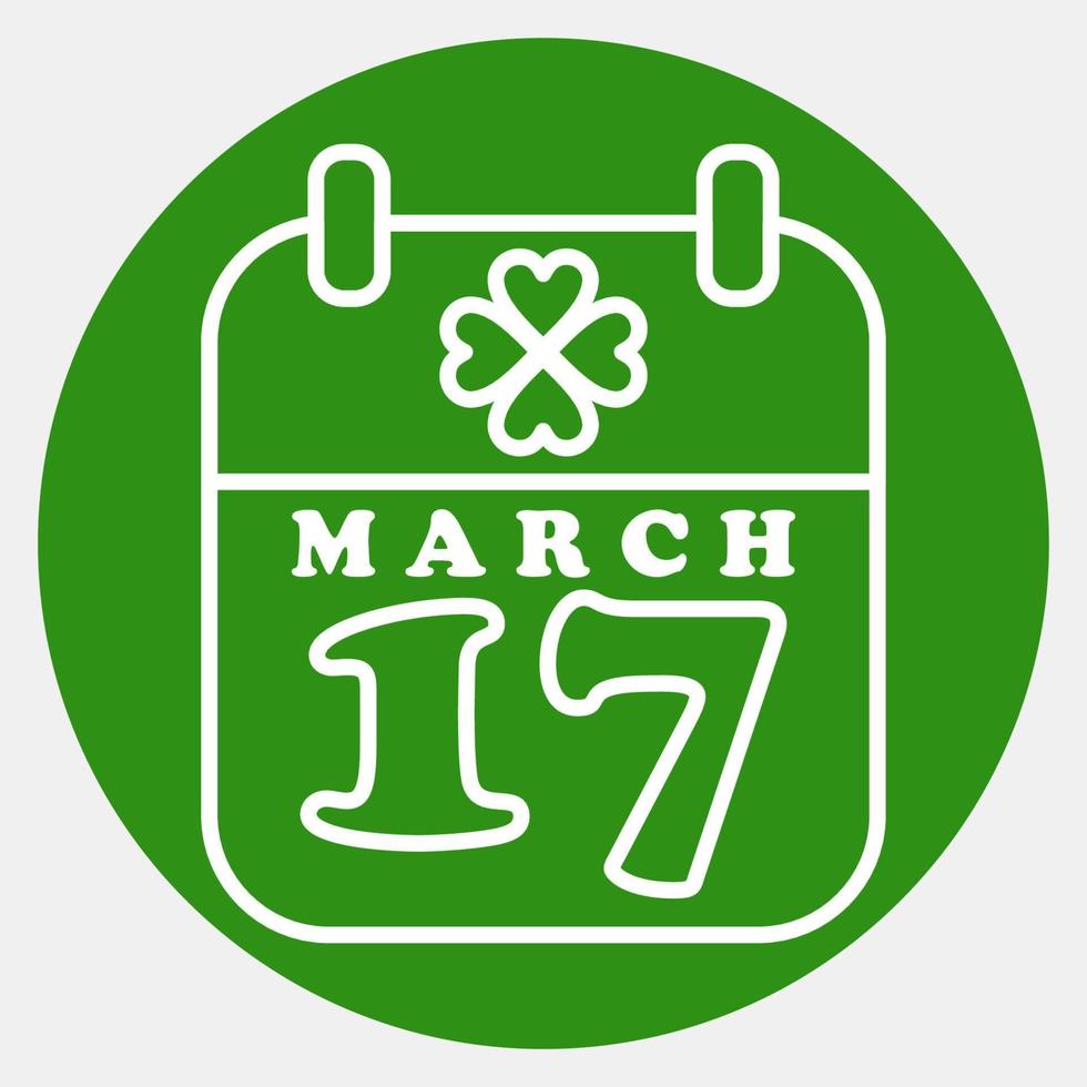 icona st. Patrick giorno calendario. st. Patrick giorno celebrazione elementi. icone nel verde stile. bene per stampe, manifesti, logo, festa decorazione, saluto carta, eccetera. vettore