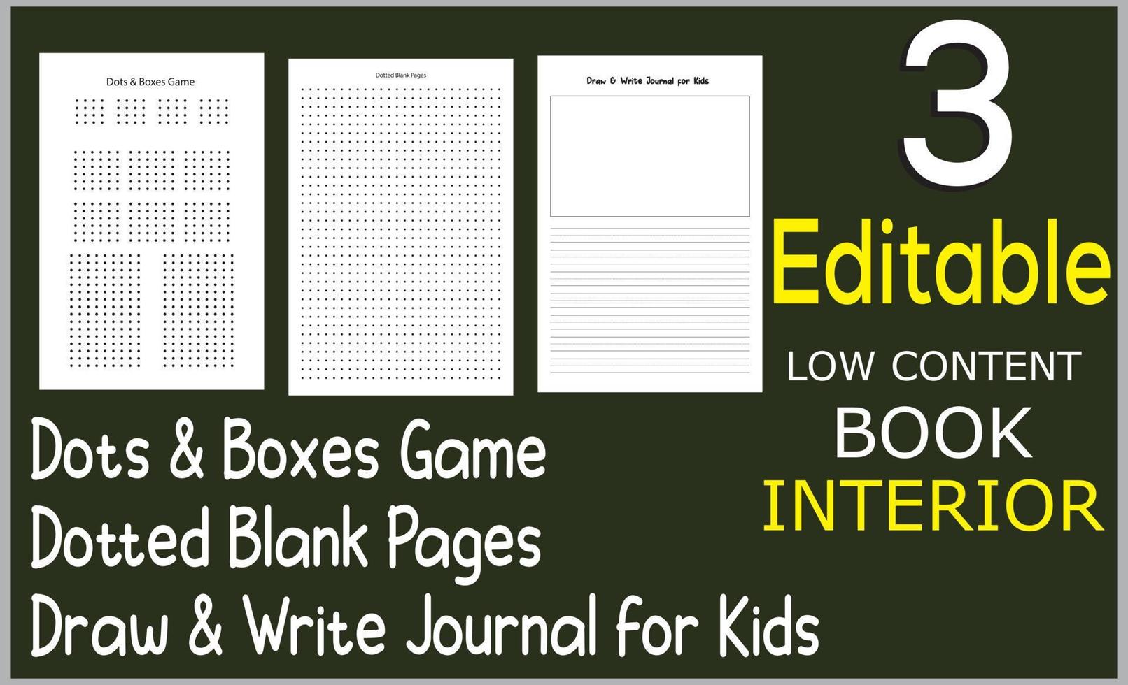 puntini e scatole gioco tratteggiata vuoto pagine disegnare e Scrivi rivista per bambini vettore