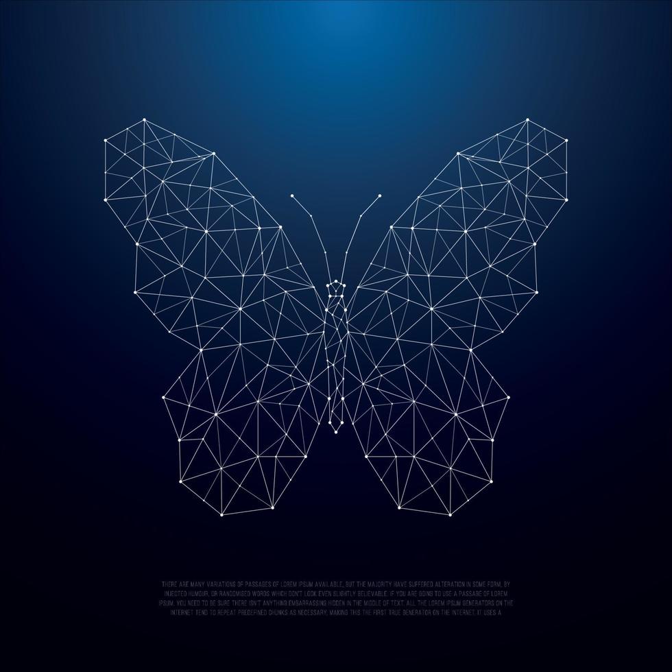 silhouette farfalla low poly. bella illustrazione farfalla geometrica. vettore