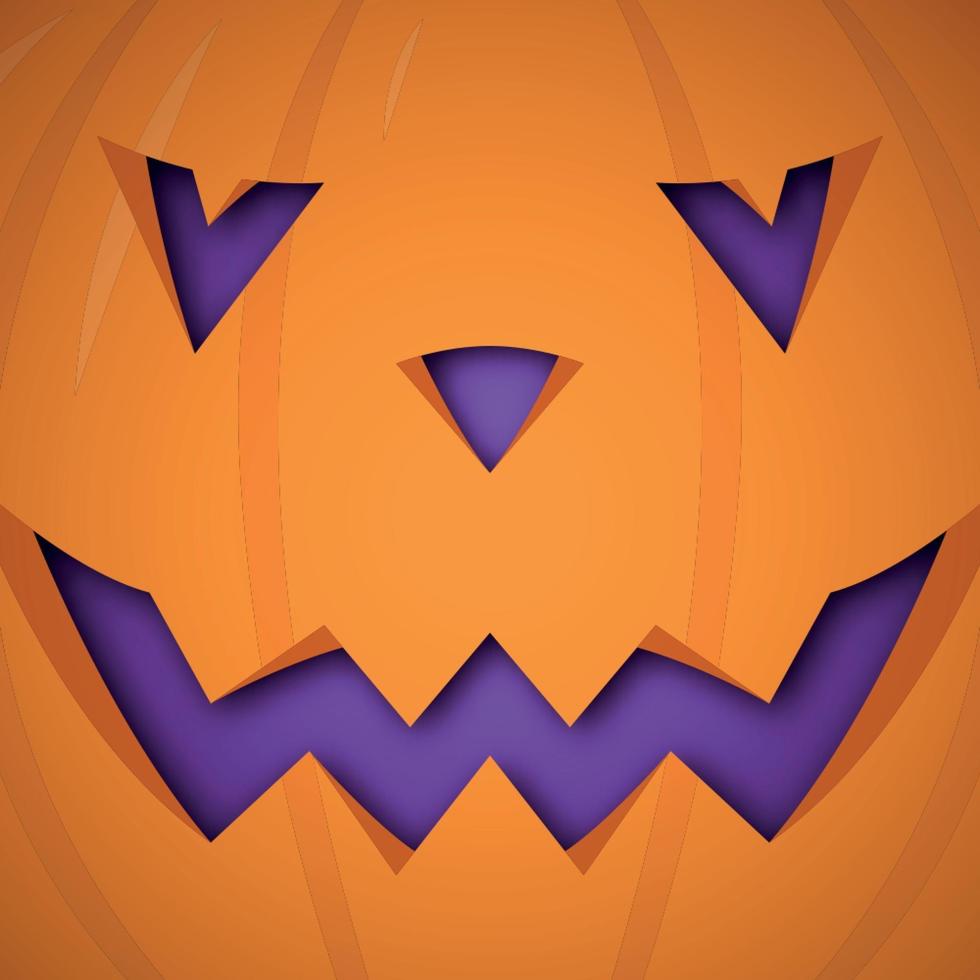 vettore sfondo di zucca di halloween. disegno del viso spaventoso zucca per halloween.