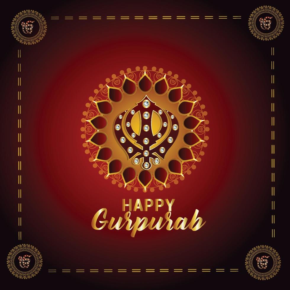 sfondo creativo con il simbolo sikh ek onkar felice gurpurab vettore