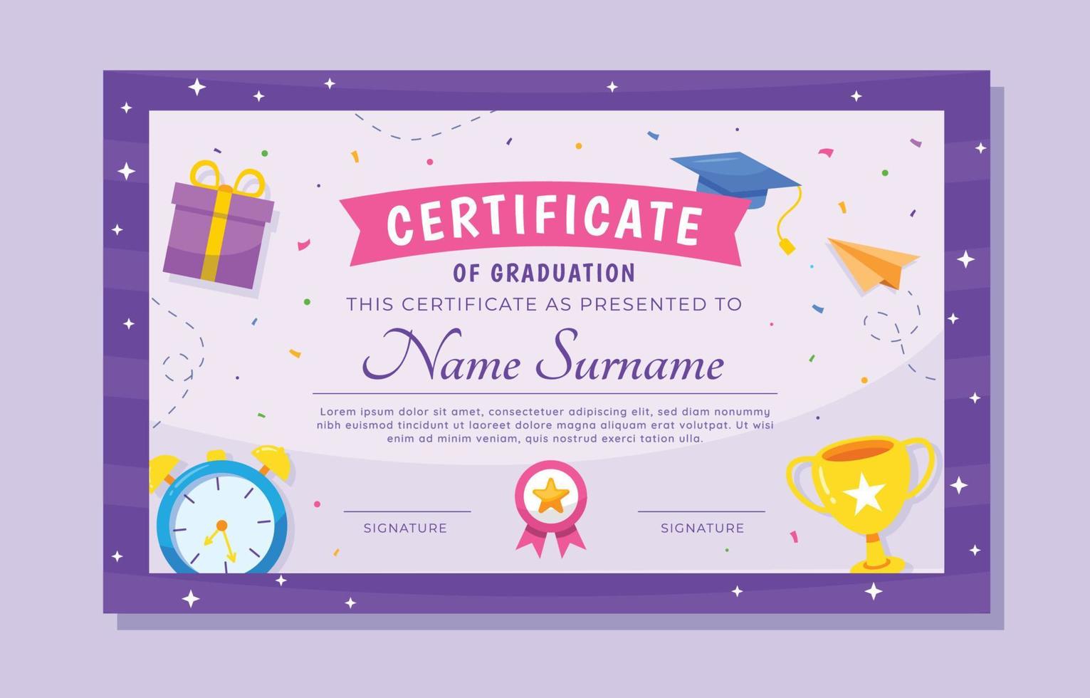 carino bambini certificato modello vettore