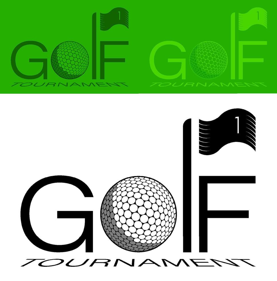 torneo emblema. gli sport golf palla e bandiera su sfondo di iscrizione golf torneo. vettore