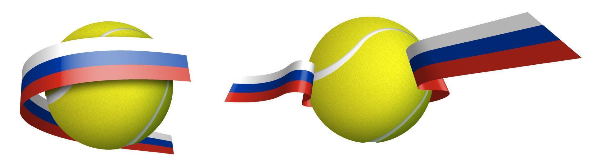 gli sport tennis palla nel nastri con colori bandiera di Russia, russo federazione. atleti nel tennis. isolato vettore su bianca sfondo