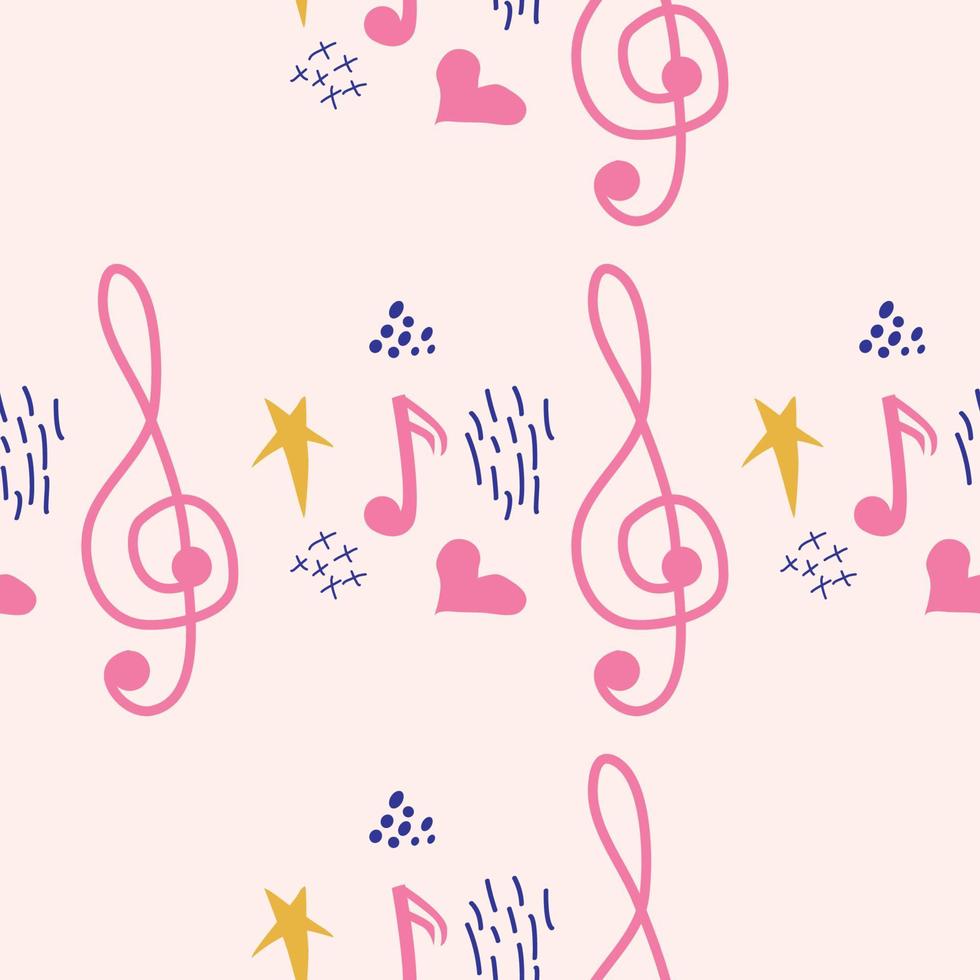 rosa, blu pastello struttura con musicale Appunti e un' triplo chiave. modello per Festival volantini vettore