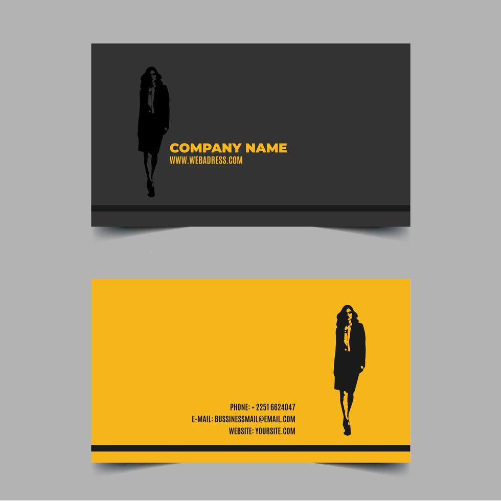 modello di biglietto da visita nero e giallo minimal elegante modello vettoriale gratuito mockup