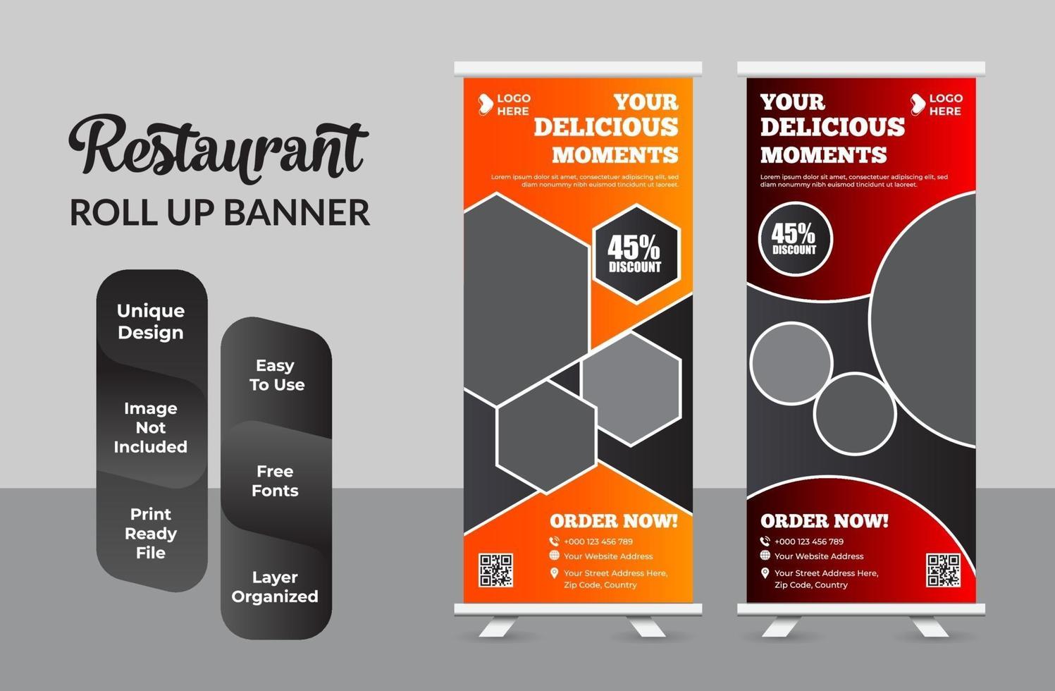 banner roll up alimentare per set ristorante vettore