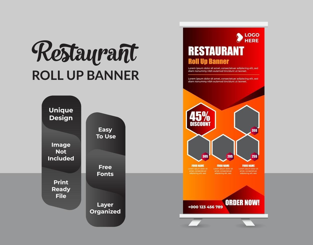 ristorante fast food roll up modello di banner vettore