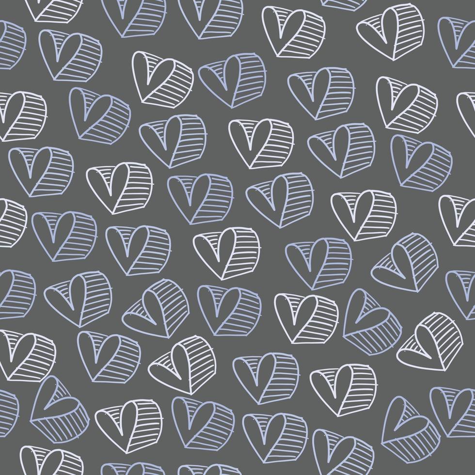 seamless pattern di San Valentino sfondo con mano blu disegnare a forma di cuore vettore