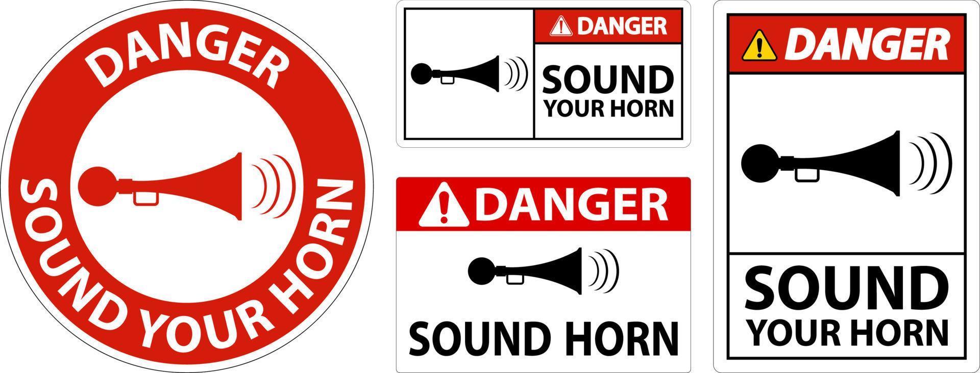 Pericolo suono il tuo corno simbolo cartello su bianca sfondo vettore