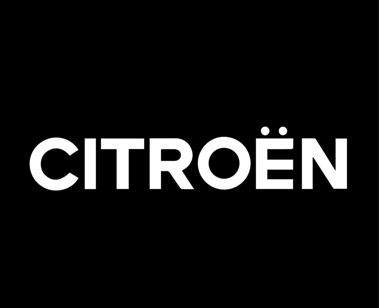 citroen logo simbolo marca nome bianca design francese auto automobile vettore illustrazione con nero sfondo