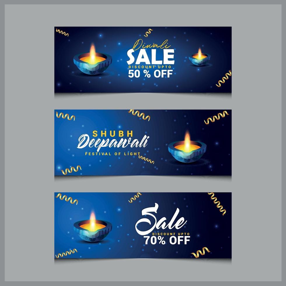 felice banner design diwali vettore