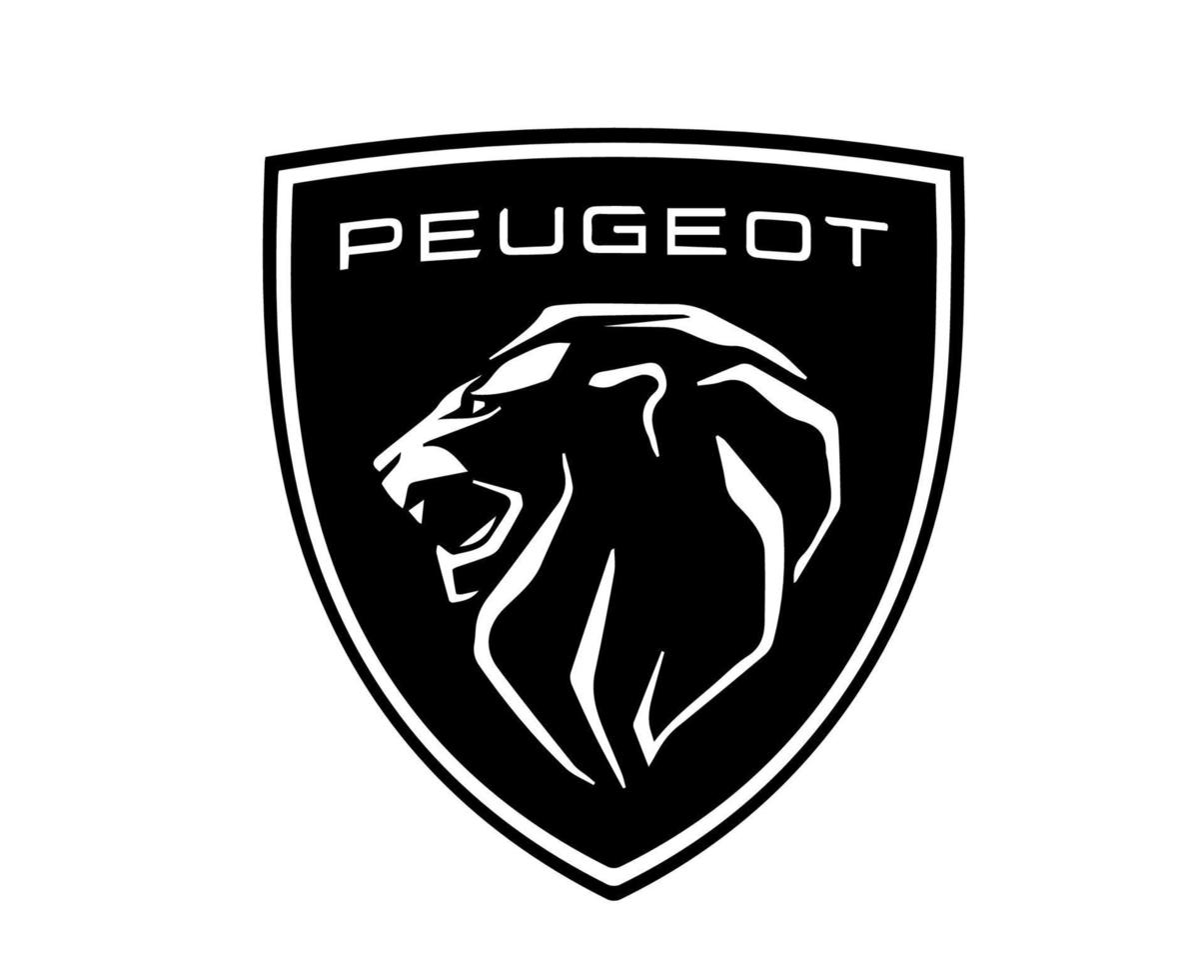 peugeot marca logo auto simbolo nero design francese automobile vettore illustrazione