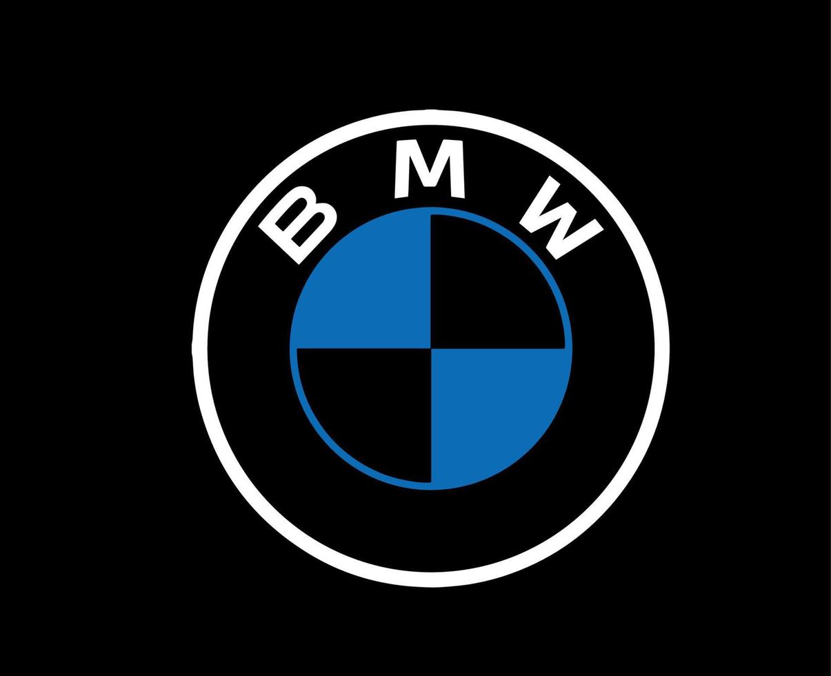 BMW marca logo auto simbolo bianca e blu design Germania automobile vettore illustrazione con nero sfondo