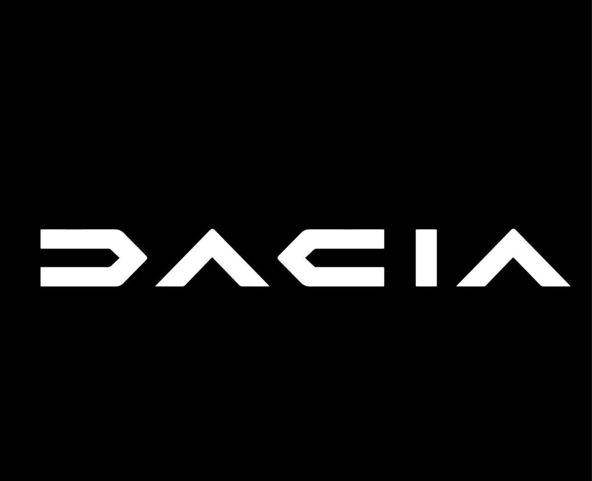 dacia marca nuovo logo auto simbolo nome bianca design rumeno automobile vettore illustrazione con nero sfondo